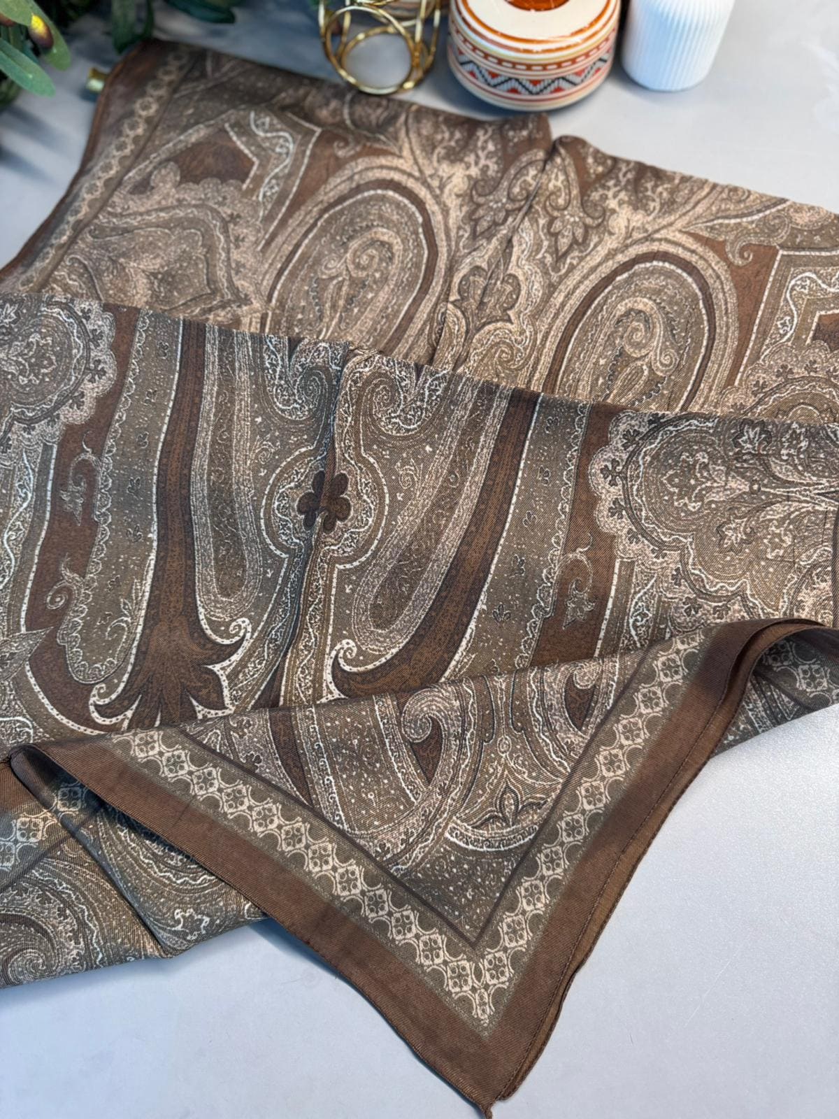 Rüya Tınısı Desen Şal  469-018 - V-5 - Karamel - Görsel 2