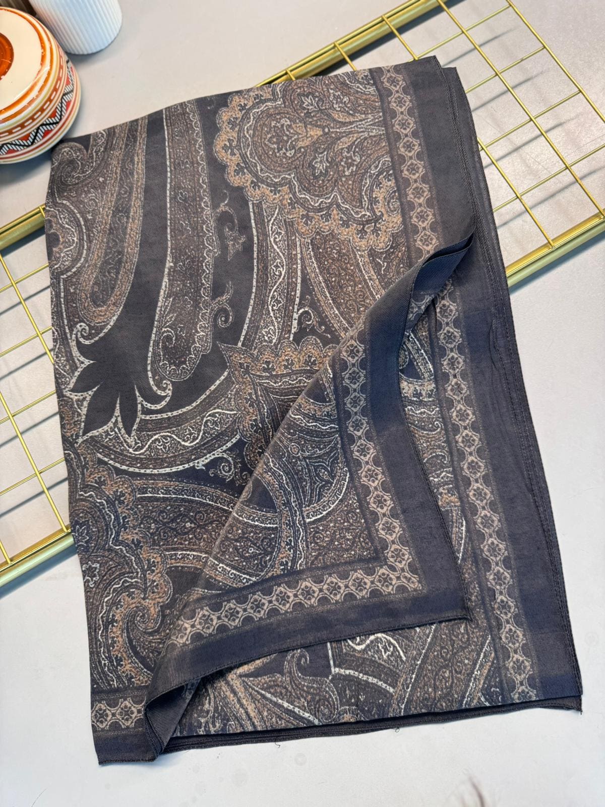 Rüya Tınısı Desen Şal 469-018 - V-6 - Bronz Siyah