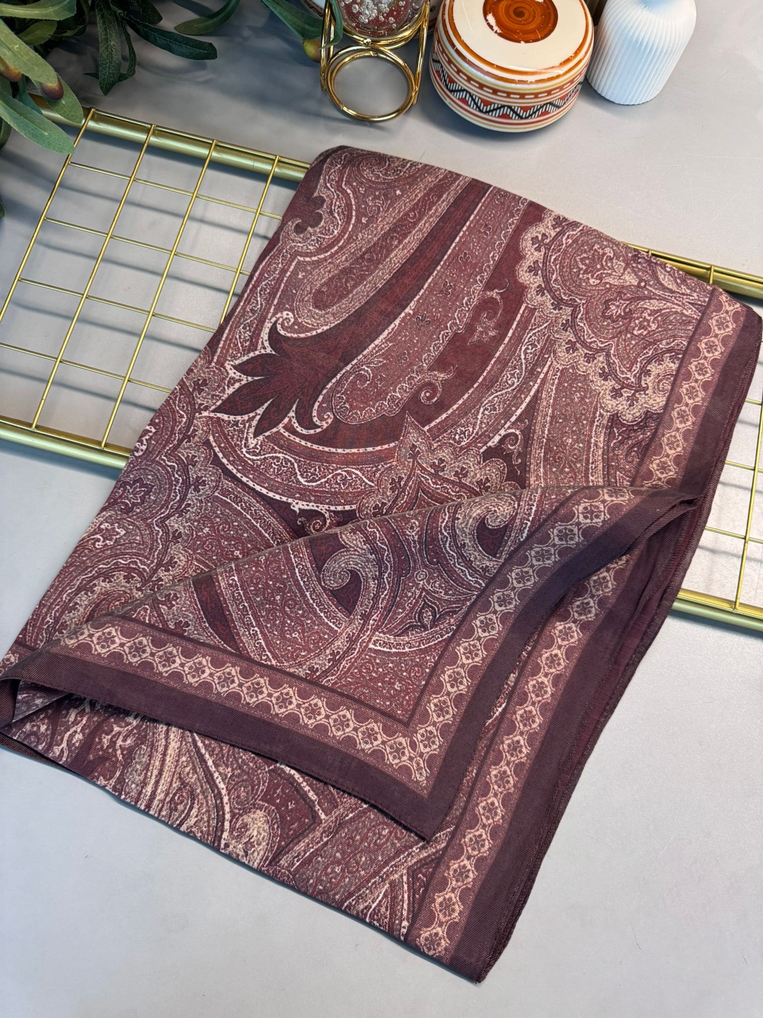 Rüya Tınısı Desen Şal 469-018 - V-2 -  Bordo