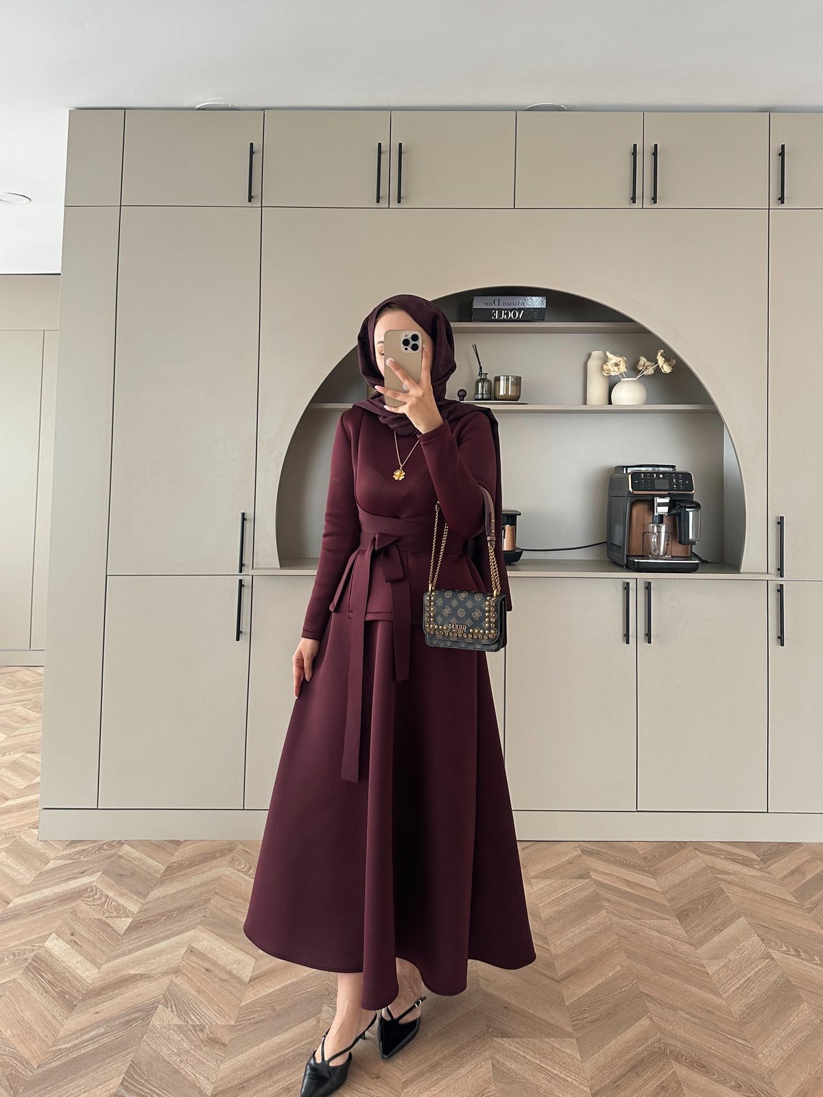 Esla Scuba Etekli Takım(ŞAL HEDİYE) TK100432 - Bordo - Görsel 4