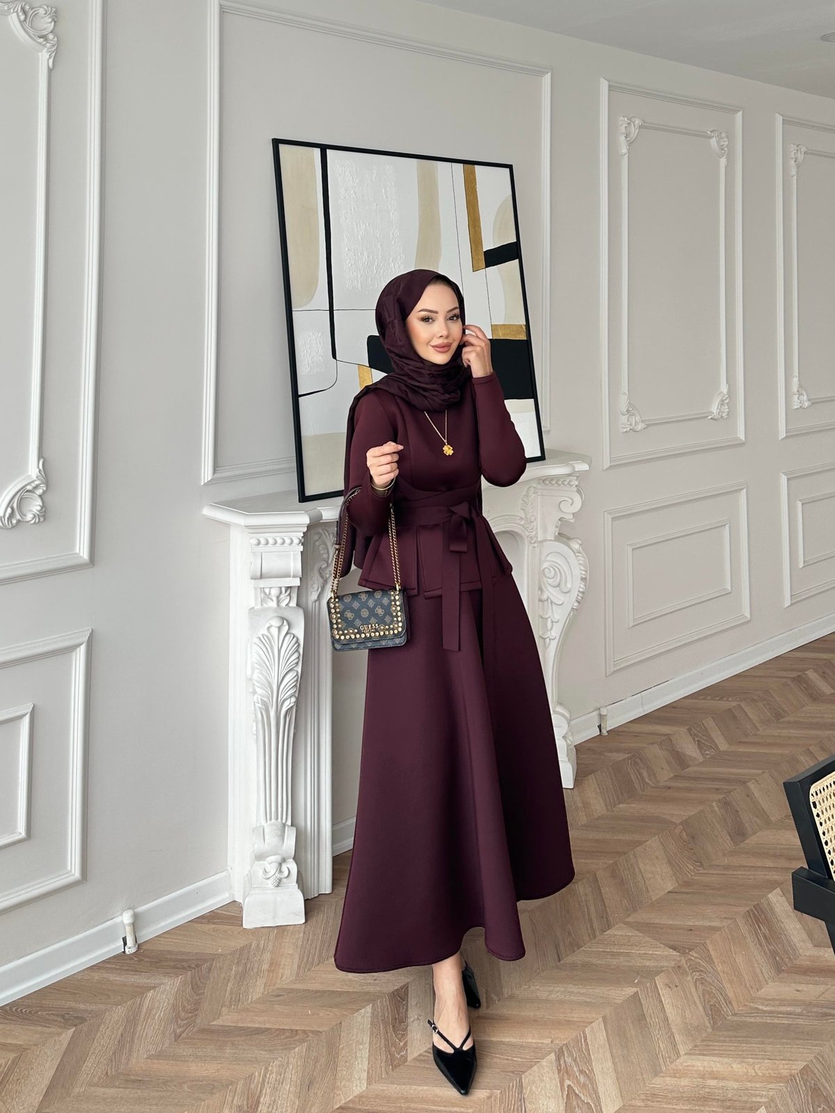 Esla Scuba Etekli Takım(ŞAL HEDİYE) TK100432 - Bordo