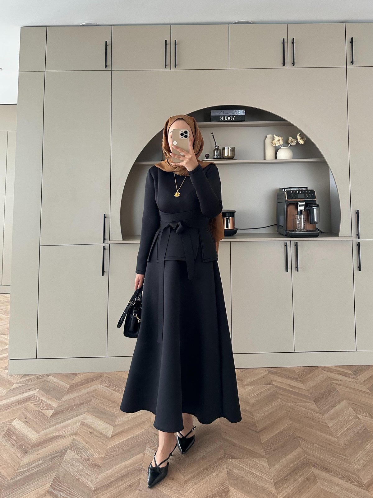 Esla Scuba Etekli Takım(ŞAL HEDİYE) TK100432 - Siyah - Görsel 3