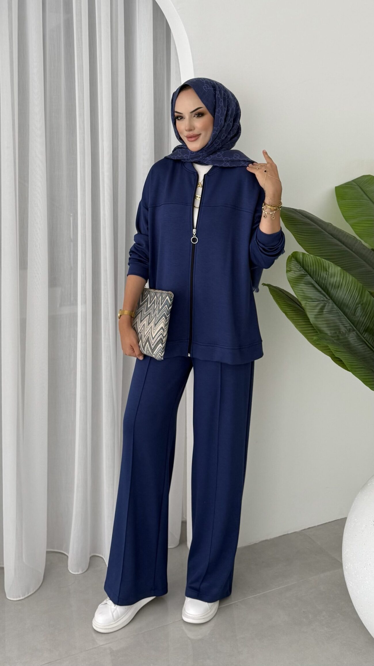 Premium Fermuarlı Basic İkili Takım TK2962 - Lacivert - Görsel 4