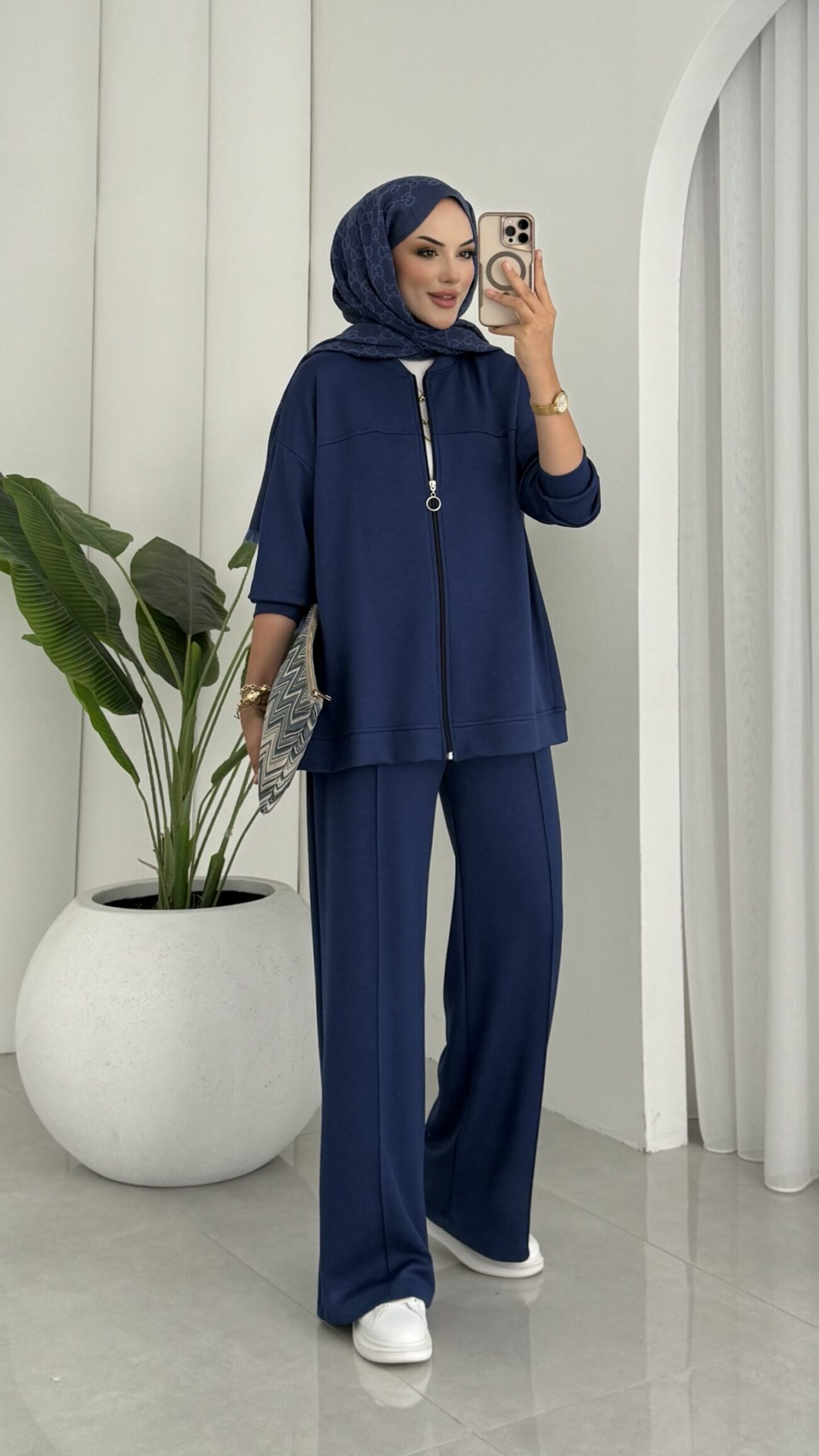 Premium Fermuarlı Basic İkili Takım TK2962 - Lacivert - Görsel 2