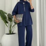 Premium Fermuarlı Basic İkili Takım TK2962  - Lacivert