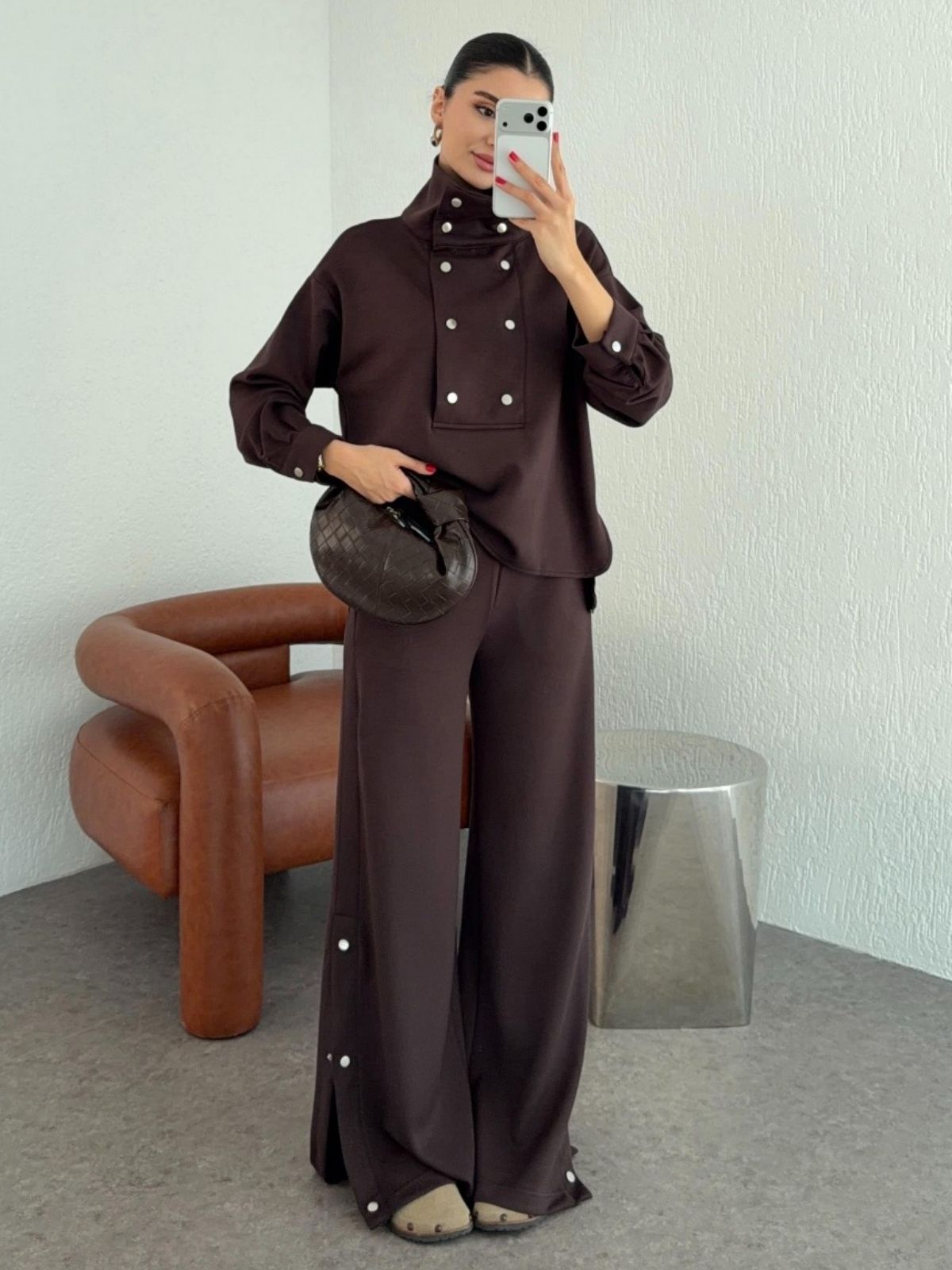 Zaina Oysh Çıtçıt Detay İkili Takım TKM100450 – Acı Kahve