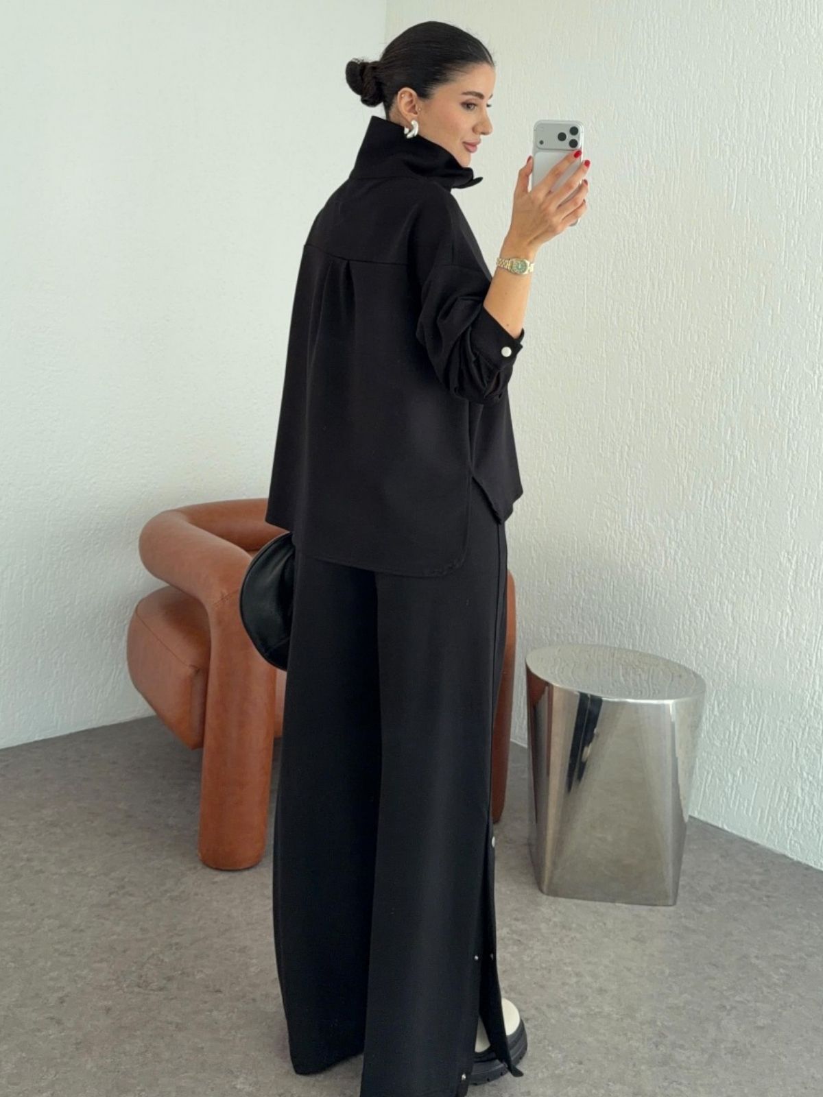 Zaina Oysh Çıtçıt Detay İkili Takım TKM100450 – Siyah - Görsel 2