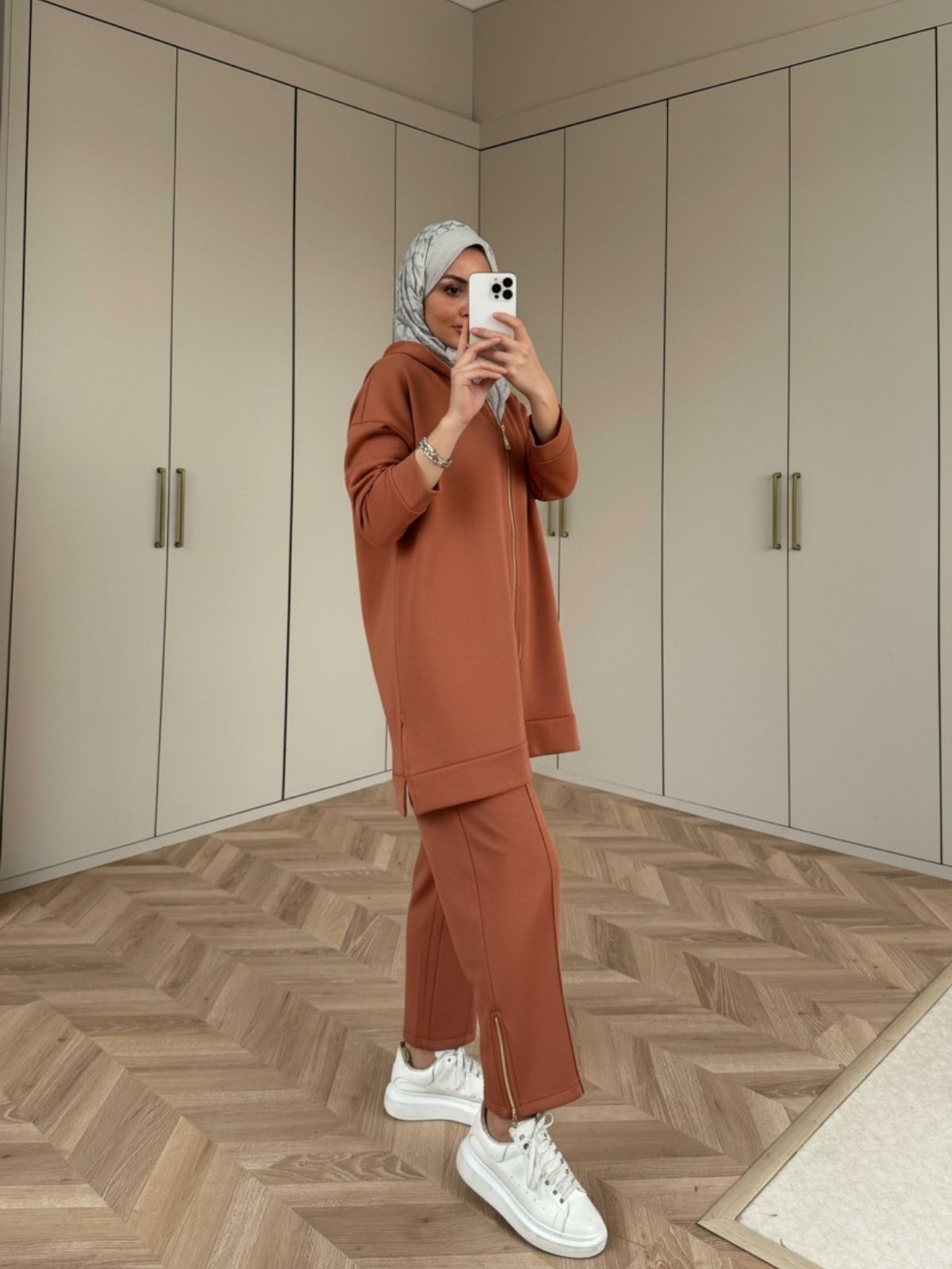 Premium Fermuar Detay Basic İkili Takım TK100430 – Kiremit - Görsel 2