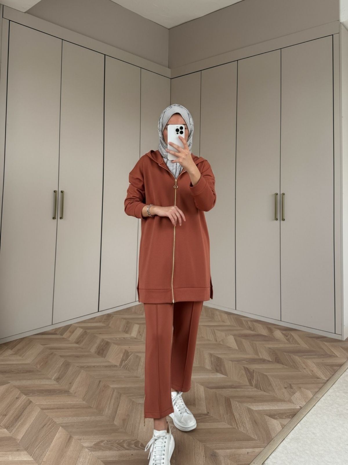 Premium Fermuar Detay Basic İkili Takım TK100430 – Kiremit