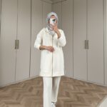 Premium Fermuar Detay Basic İkili Takım TK100430 – Beyaz