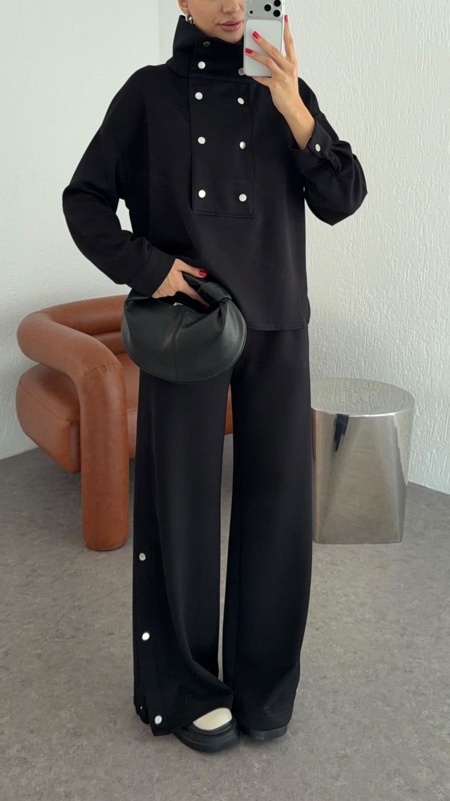 Zaina Oysh Çıtçıt Detay İkili Takım TKM100450 – Siyah - Görsel 3